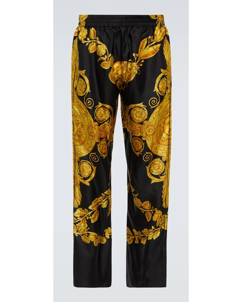 Versace Pyjama-Hose Barocco aus Seiden-Twill Multicolor