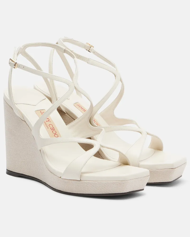 Jimmy Choo Wedge-Sandalen Ayla aus Leder Weiß