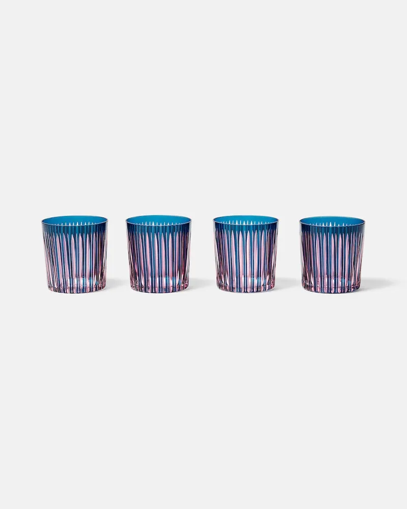 L’OBJET Set Prism aus vier Gläsern Blau