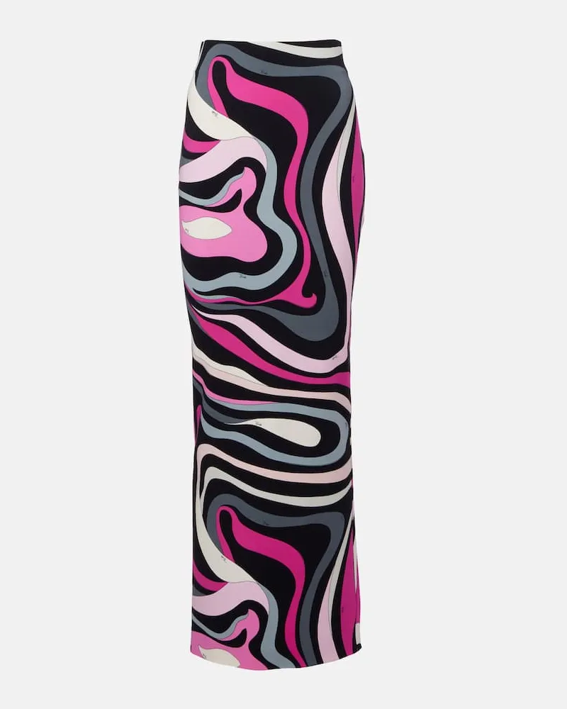 Emilio Pucci High-Rise-Maxirock Marmo Multicolor