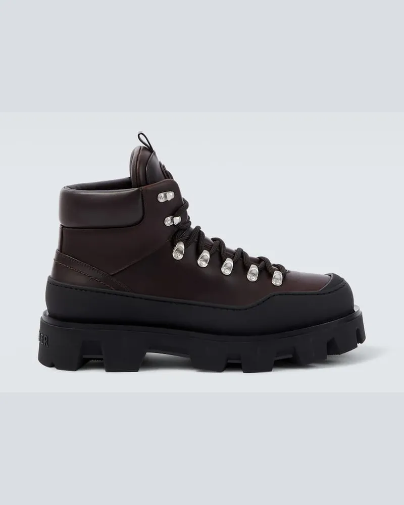 Moncler Schnürstiefel Peak Trek aus Leder Braun
