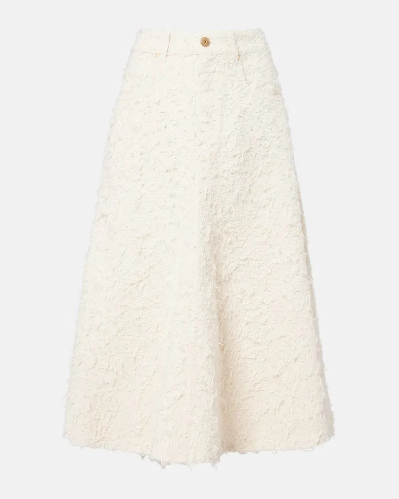 Brunello Cucinelli Midirock aus Denim Weiß