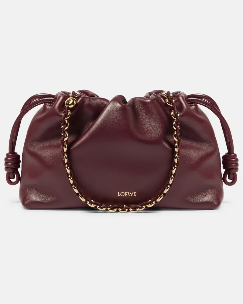 Loewe Clutch Flamenco aus Leder Burgunderrot