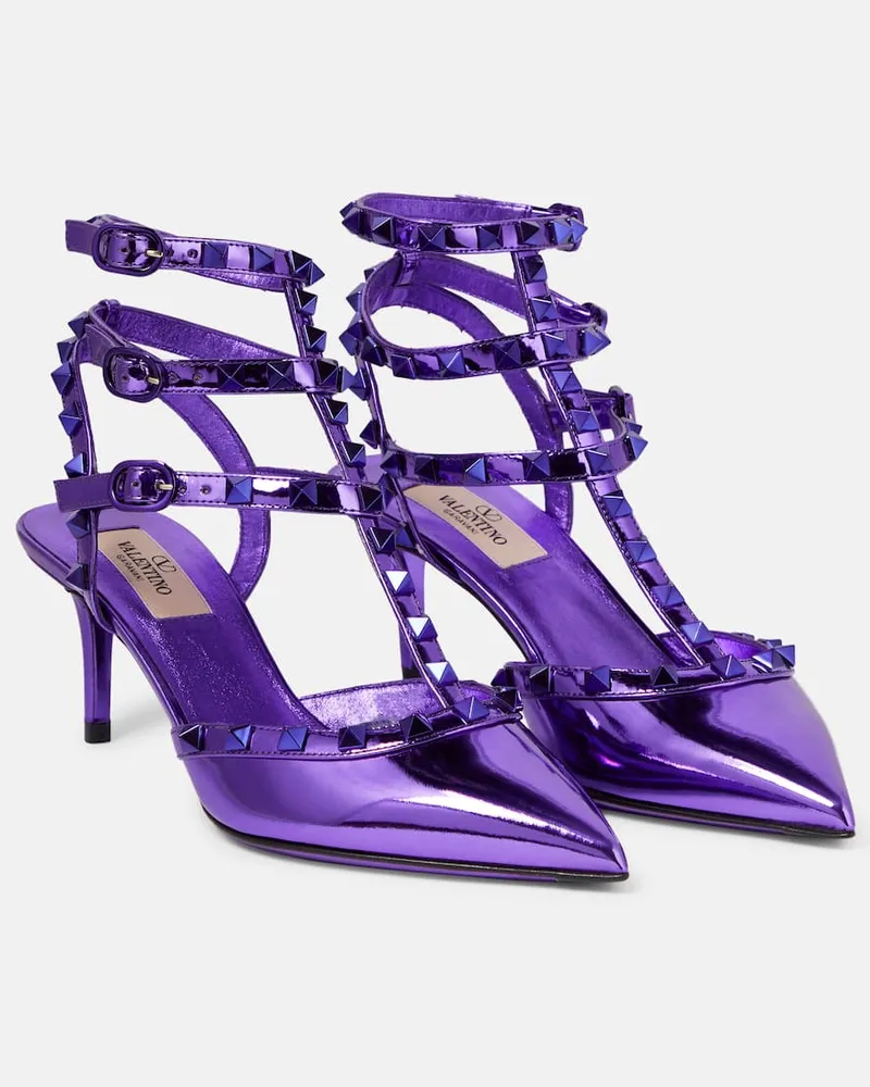 Valentino Garavani Pumps Rockstud 70 aus Metallic-Leder Lila