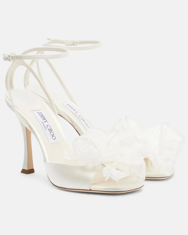 Jimmy Choo Sandalen Mimmi aus Satin Weiß