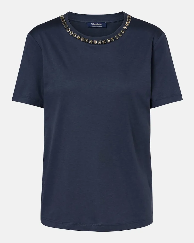 Max Mara T-Shirt Bingo aus einem Baumwollgemisch Blau