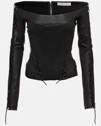 Dion Lee Bustier-Top aus Leder Schwarz