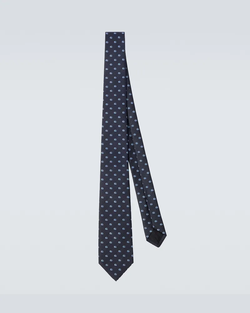 Gucci Krawatte Double G aus Seiden-Jacquard Blau