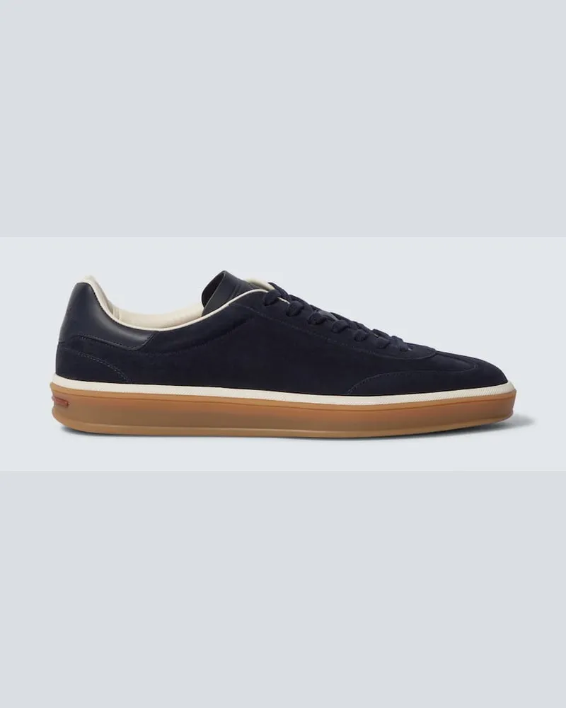 Loro Piana Sneakers Tennis Walk aus Veloursleder Blau
