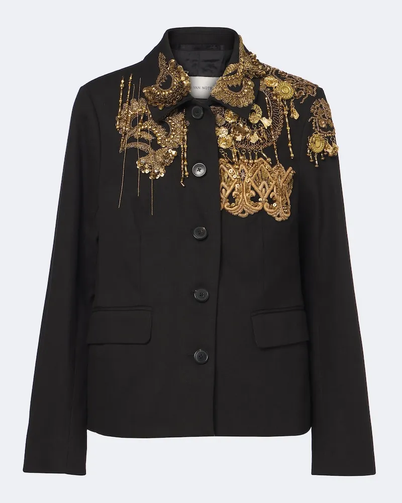 Dries van Noten Verzierte Jacke aus Baumwolle Schwarz