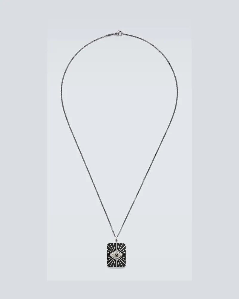 Ileana Makri Halskette Evil Eye aus Sterlingsilber mit Diamanten Silber