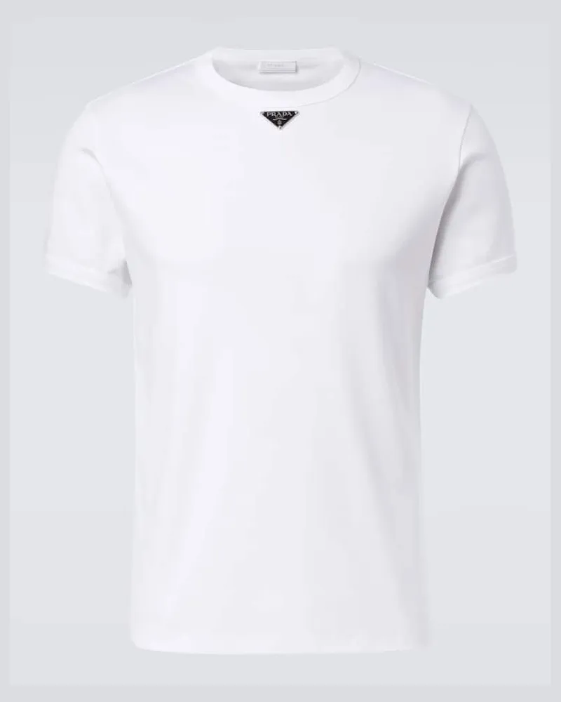 Prada T-Shirt aus Baumwoll-Jersey Weiß