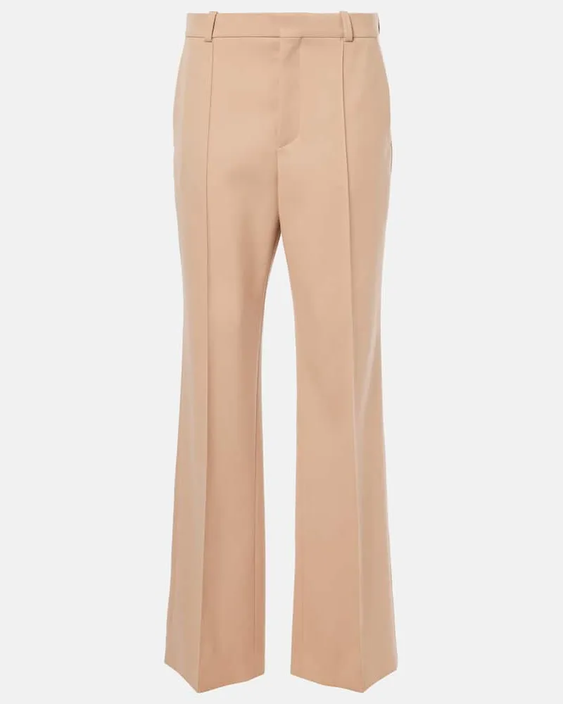 Chloé Chloé Gerade High-Rise-Hose aus Wolle Beige