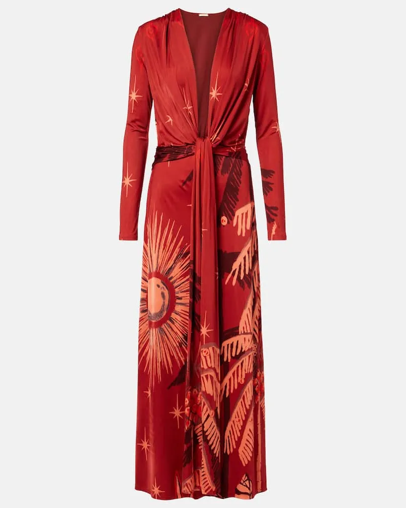 Johanna Ortiz Bedrucktes Maxikleid Rot