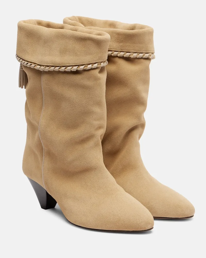 Isabel Marant Ankle Boots Dalby 55 aus Veloursleder Beige