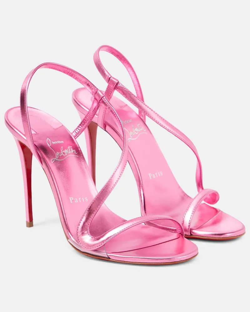 Christian Louboutin Sandalen Rosalie 100 aus Metallic-Leder Rosa