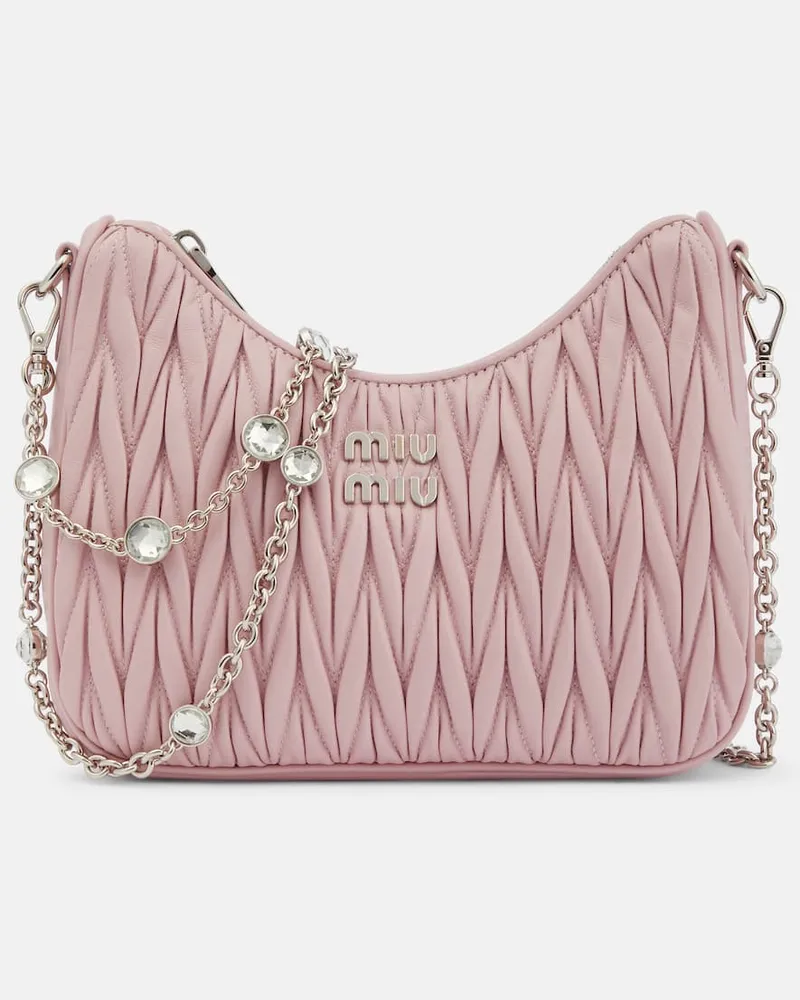 Miu Miu Schultertasche aus Matelasse-Leder Pink