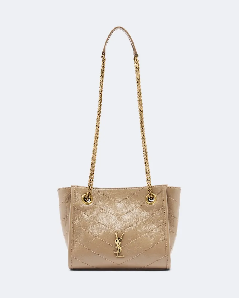 Saint Laurent Schultertasche Niki Mini aus Leder Beige