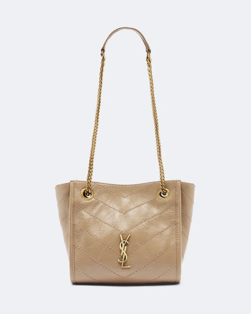 Saint Laurent Schultertasche Niki Mini aus Leder Beige