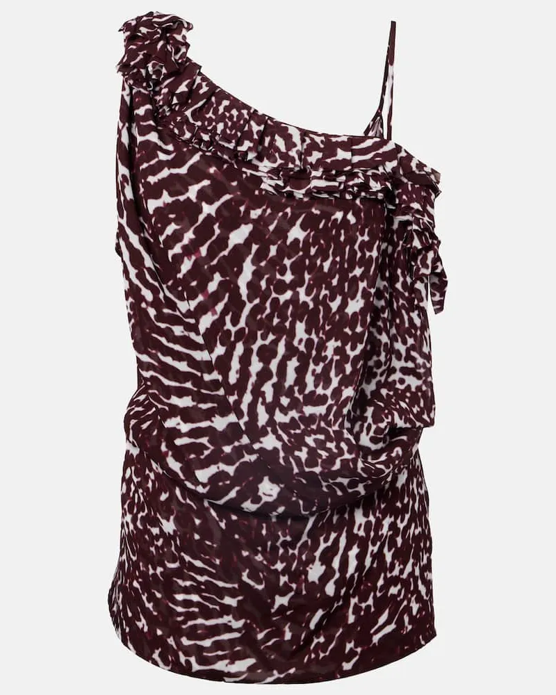 Dries van Noten Bedrucktes Top Burgunderrot