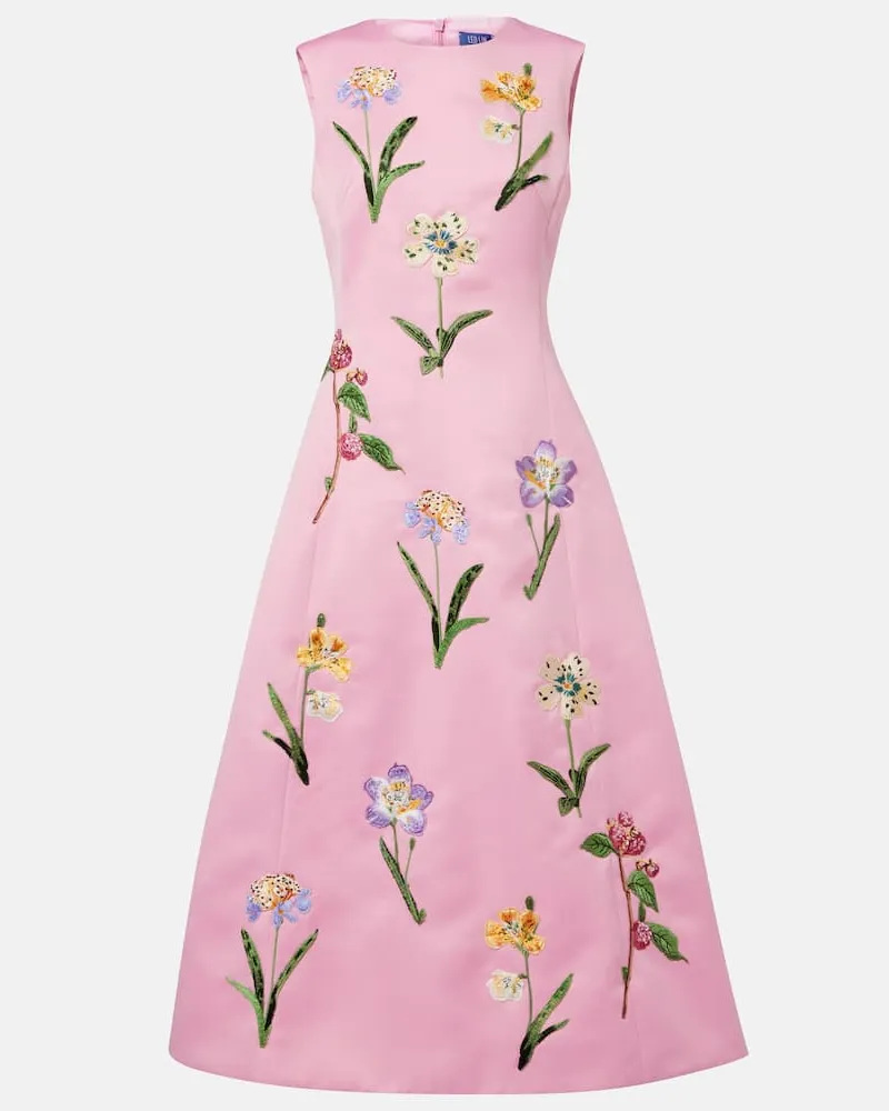 LEO LIN Besticktes Midikleid Cleo aus Satin Pink