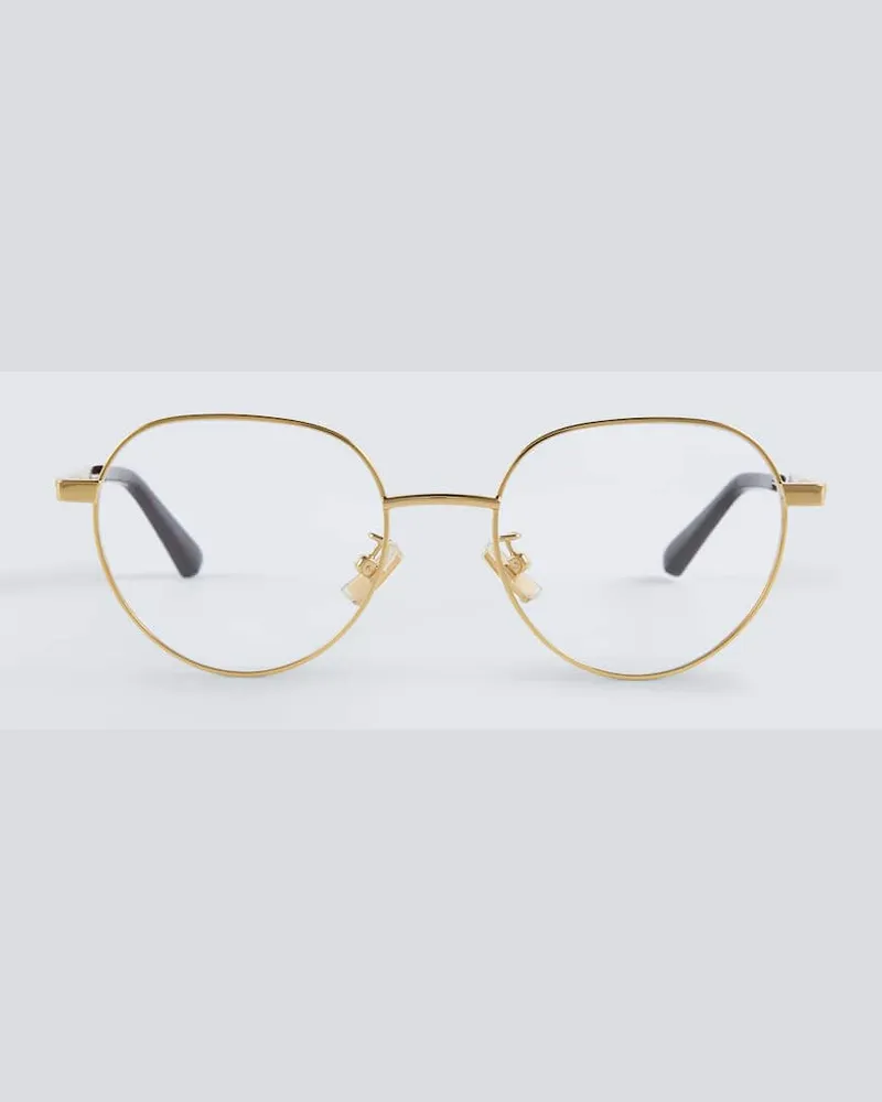 Bottega Veneta Runde Brille Gold