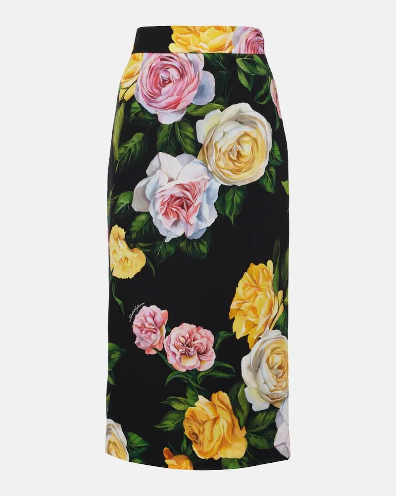 Dolce & Gabbana Midirock aus Charmeuse Multicolor