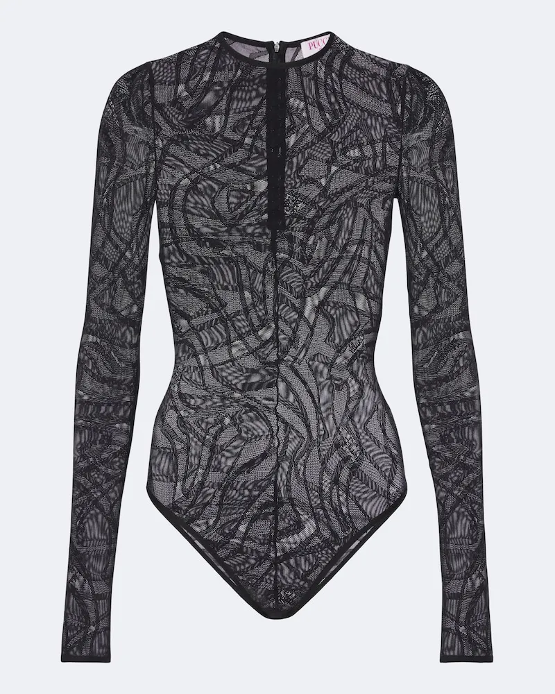 Emilio Pucci Bodysuit Labirinto aus Tüll Schwarz