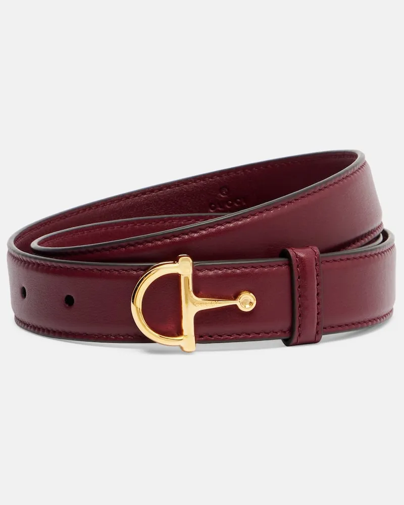 Gucci Gürtel Horsebit aus Leder Burgund