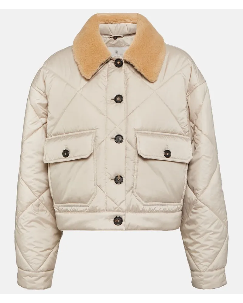 Brunello Cucinelli Steppjacke mit Shearling Beige