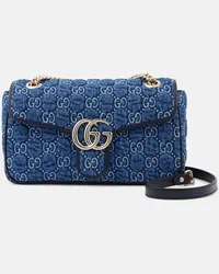 Gucci Schultertasche GG Marmont Small aus Denim Blau