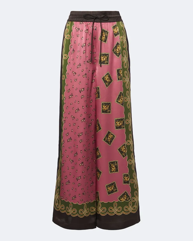 ALEMAIS Alémais Palazzohose Lacey aus Seiden-Twill Multicolor