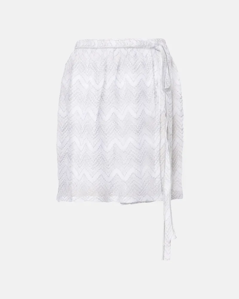 Missoni Wickelrock aus Häkelstrick Weiß