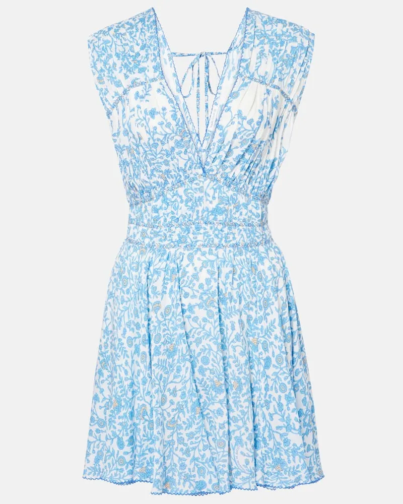 Poupette St Barth Bedrucktes Minikleid Ciao Blau