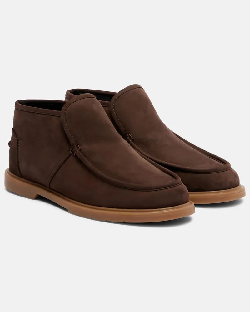 Yves Salomon Ankle Boots aus Veloursleder mit Shearling Braun
