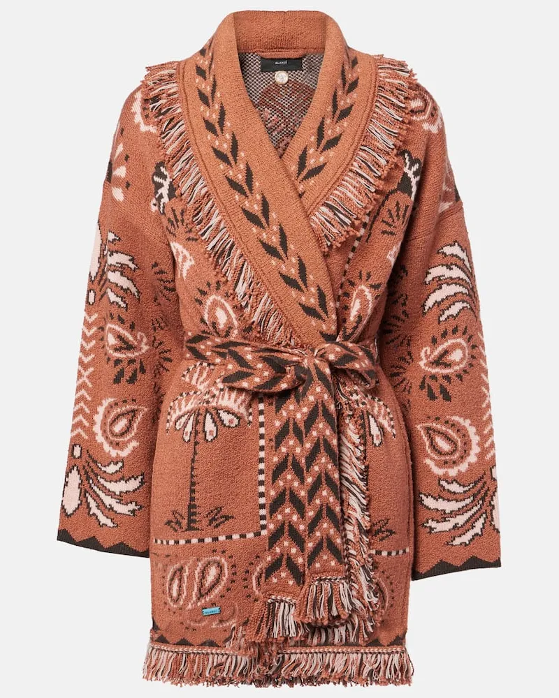 Alanui Cardigan Wild Wonder Foulard aus Wolle und Baumwolle Braun