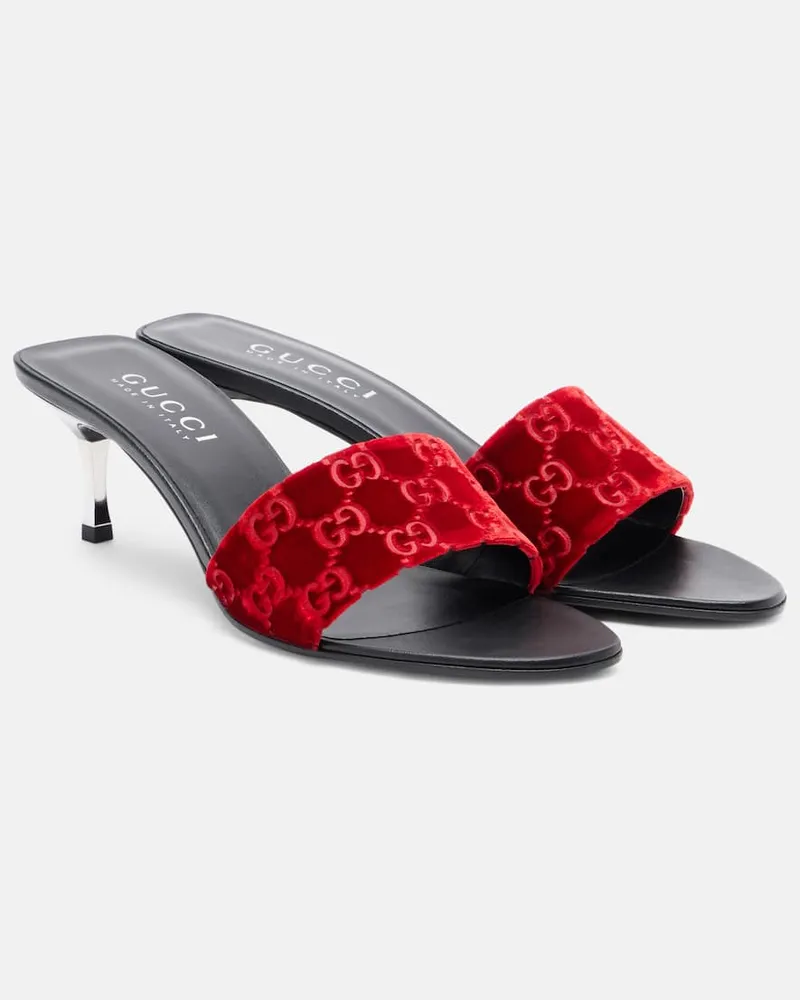 Gucci Pantoletten GG aus Samt Rot