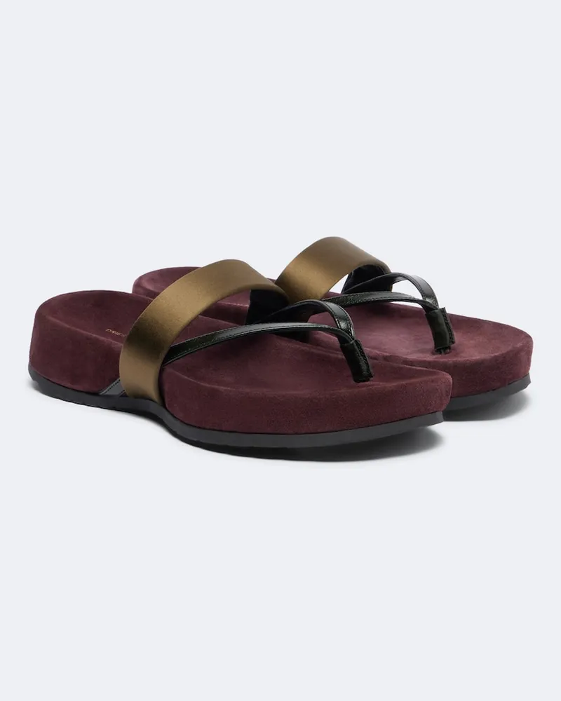Dries van Noten Zehensandalen aus Satin und Leder Multicolor