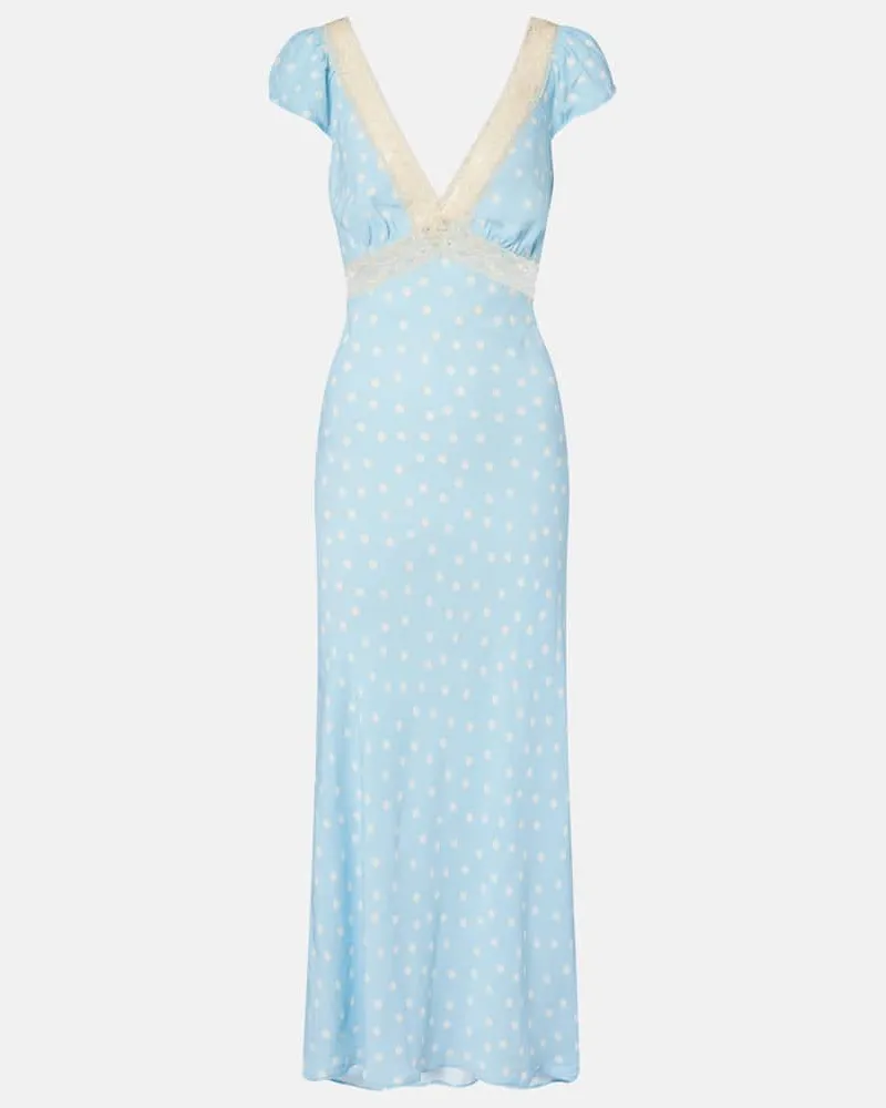 RIXO Midikleid Iggy mit Spitze Blau