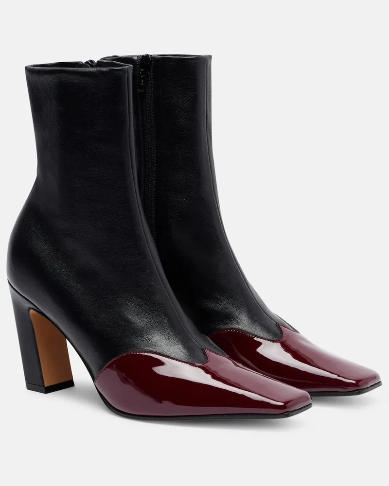 KHAITE Ankle Boots Nevada 85 aus Leder und Lackleder Schwarz