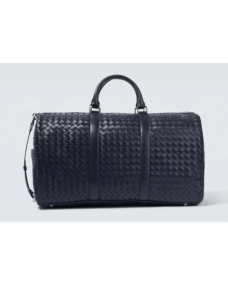 Bottega Veneta Weekender Intrecciato aus Leder Silber