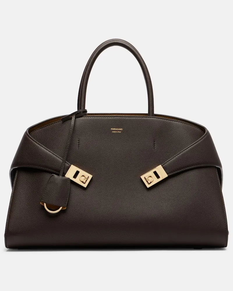 Ferragamo Tote Bag Hug Medium aus Leder Braun