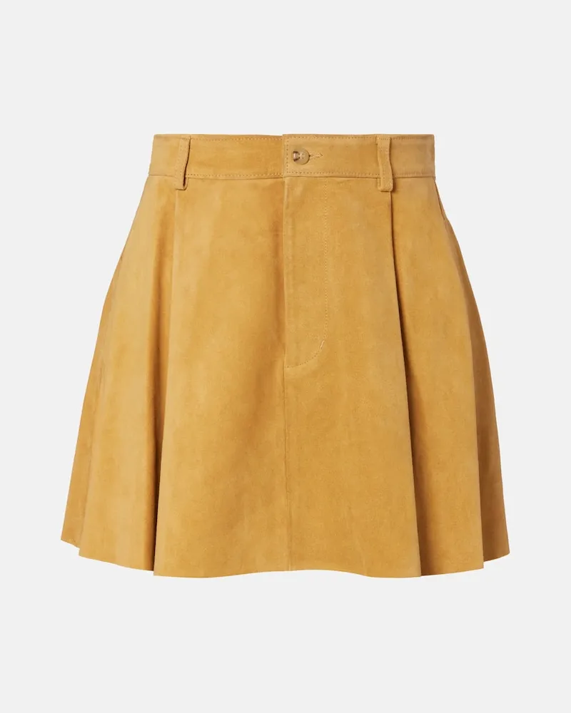 Ralph Lauren High-Rise-Minirock aus Veloursleder Gelb