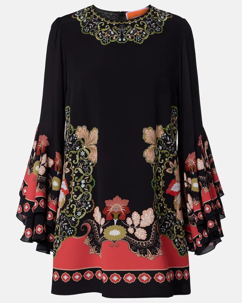 La DoubleJ Bedrucktes Minikleid Friday aus Crêpe Schwarz