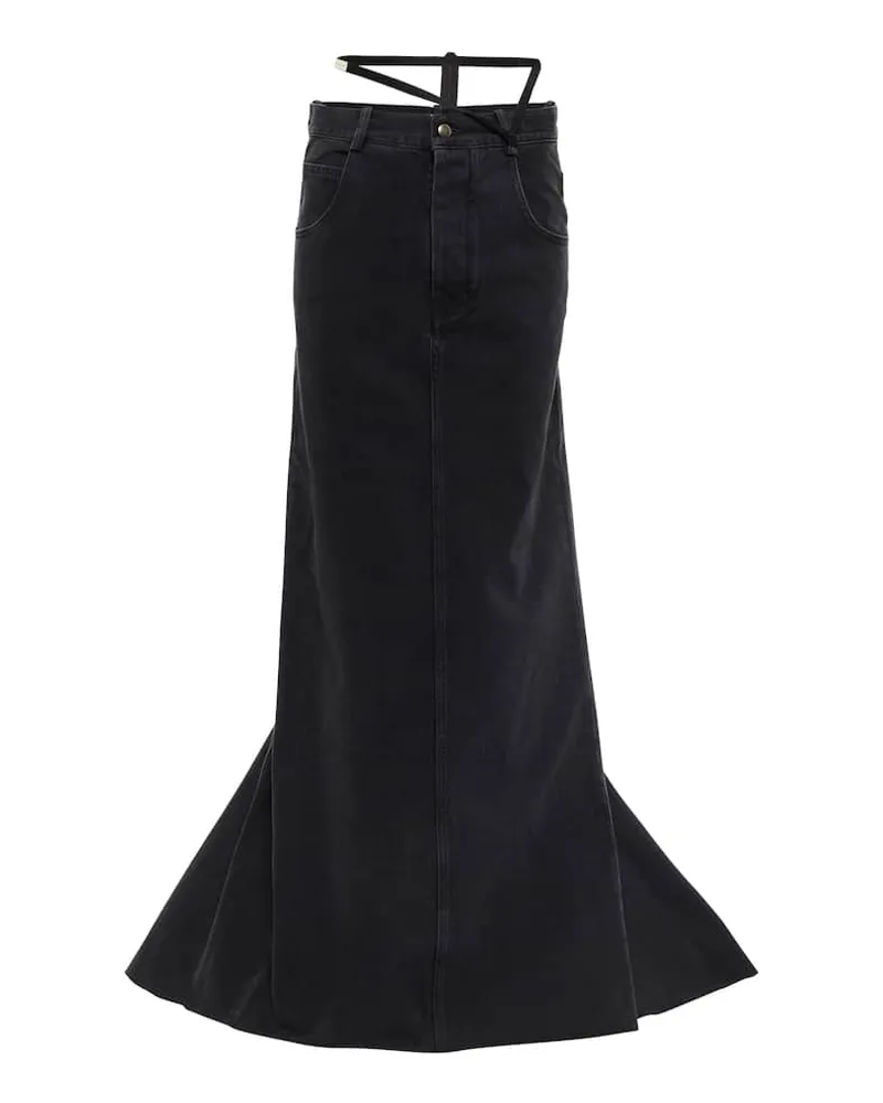 Ann Demeulemeester Maxirock Goele aus Denim Schwarz