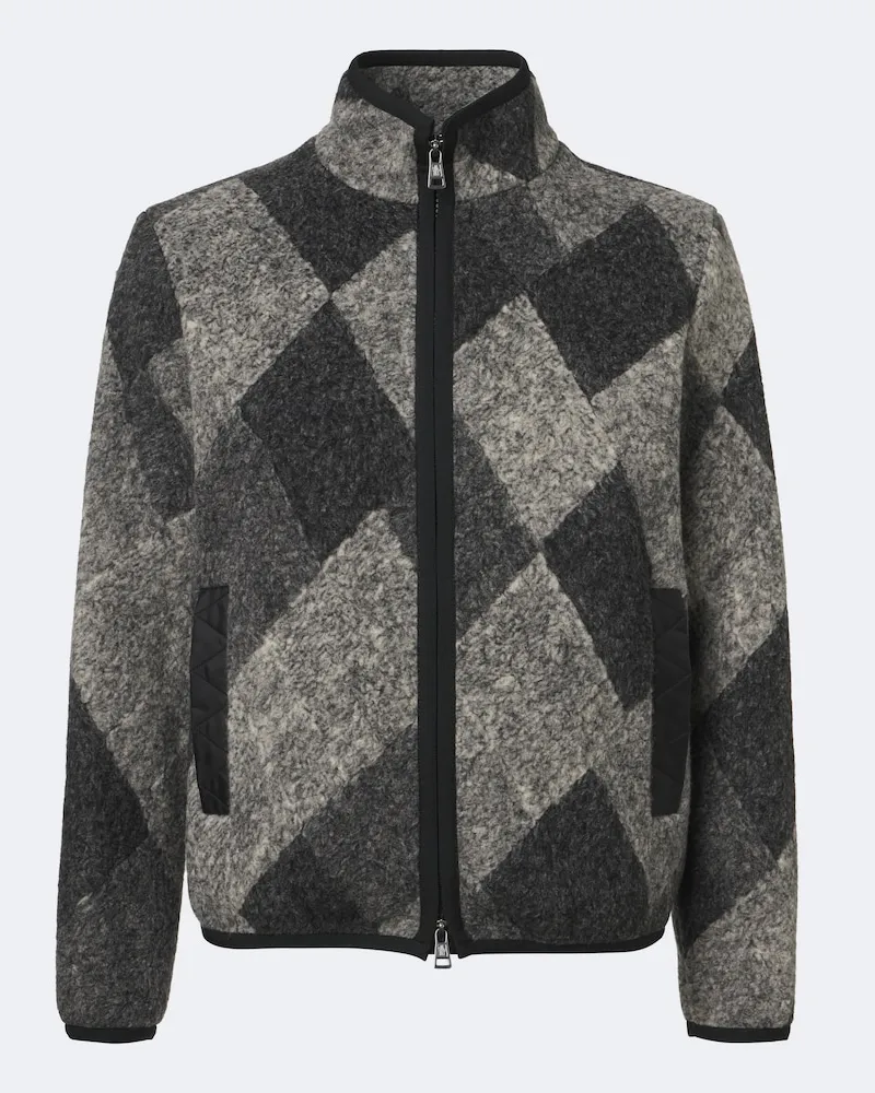 Moncler Jacke Argyle aus einem Wollgemisch Grau