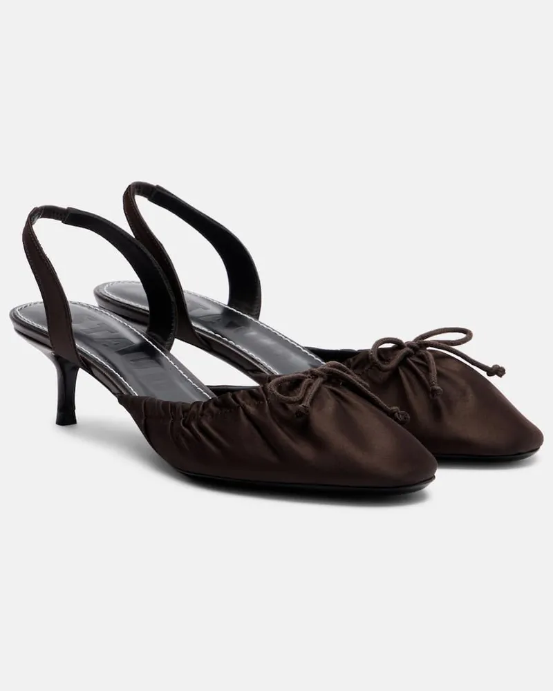 STAUD Slingback-Pumps Alba aus Satin Braun