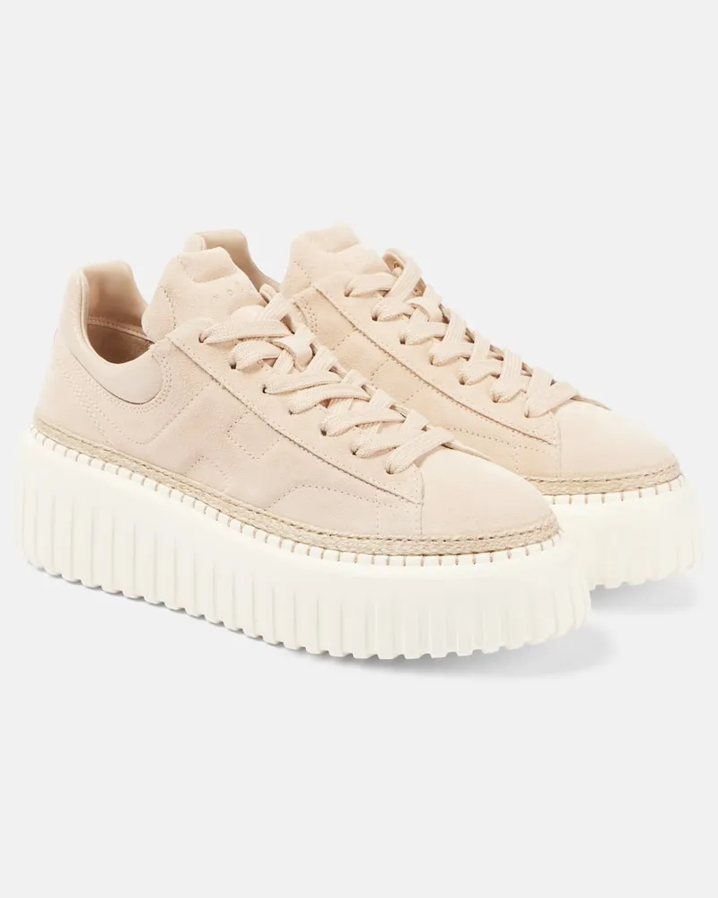 Hogan Plateau-Sneakers H-Stripes aus Leder Multicolor