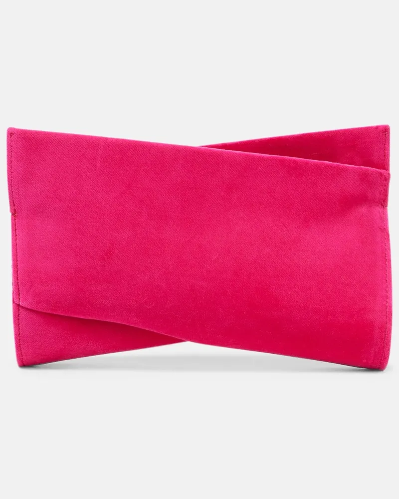 Christian Louboutin Clutch Loubitwist Small aus Samt Rosa