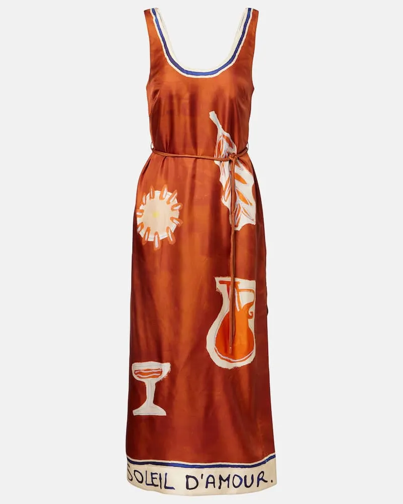 ALEMAIS Alémais X LRNCE Midikleid Soleil D'Amour aus Seide Multicolor